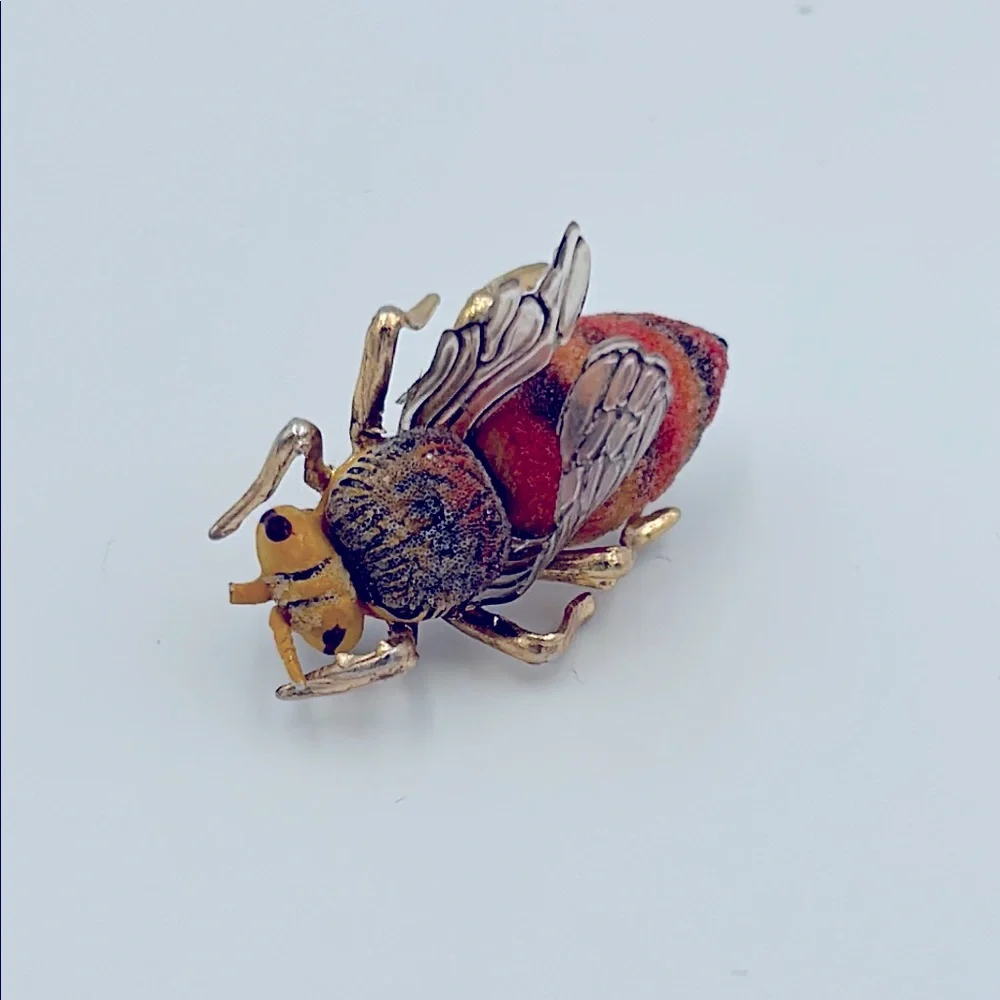 Vintage Made in Korea Fuzzy Bumblebee Brooch